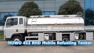 Mobilna cysterna do tankowania HOWO 4x2 RHD z lustrzanym zbiornikiem ze stopu aluminium