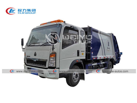 HOWO Cummins Engine Carbon Steel Sanitation Compactor Garbage Truck 4mm 8cbm