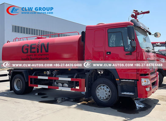HOWO 4*2 Fire Sprinkler Water Bowser Truck High Pressure Pump 12000L 12ton
