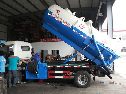120hp Sewer Jetter Truck , Dongfeng Suction Sewage Truck 8 Ton 8cbm