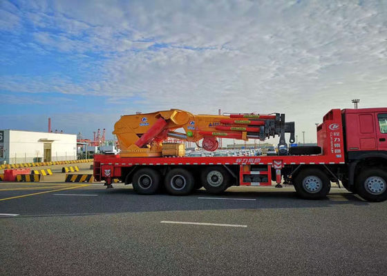 Heavy Duty Truck Mounted Telescopic Crane , Truck Bed Mounted Crane Folded Boom Type 10 X 4 100 Tons