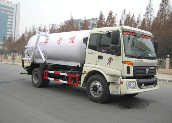 12CBM Vvacuum Cleaner Truck , 10 Tons / 12 Tons Foton 4 X 2 Sewage Suction Tanker Truck