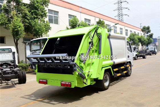 White And Green 6CBM Refuse Collection Truck , Waste Compactor Truck 102HP
