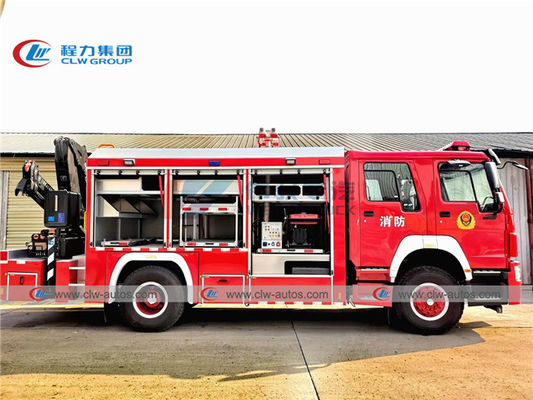 Howo 4x2 Emergency Rescue Fire Truck With Folding Crane