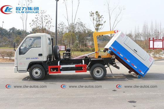 4 CBM Dongfeng Hydraulic Hook Lifting Truck For Garbage Collection